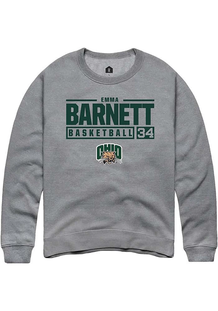 Emma Barnett  Rally Ohio Bobcats Mens Graphite NIL Stacked Box Long Sleeve Crew Sweatshirt