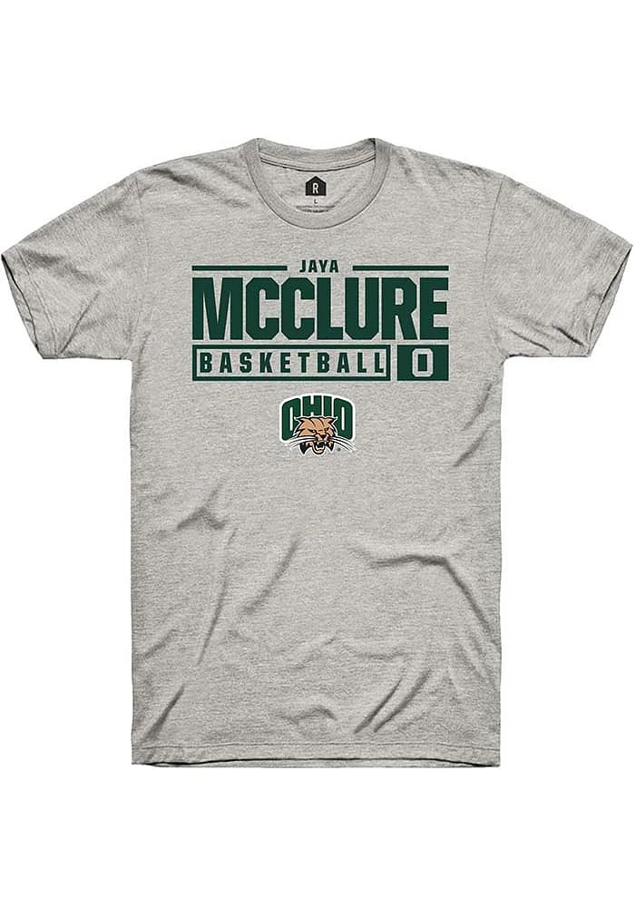 Jaya McClure  Ohio Bobcats Ash Rally NIL Stacked Box Short Sleeve T Shirt