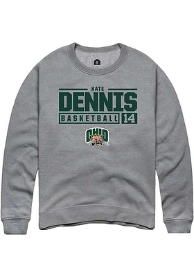 Kate Dennis  Rally Ohio Bobcats Mens Graphite NIL Stacked Box Long Sleeve Crew Sweatshirt