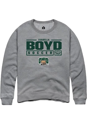 Isabella Boyd  Rally Ohio Bobcats Mens Graphite NIL Stacked Box Long Sleeve Crew Sweatshirt