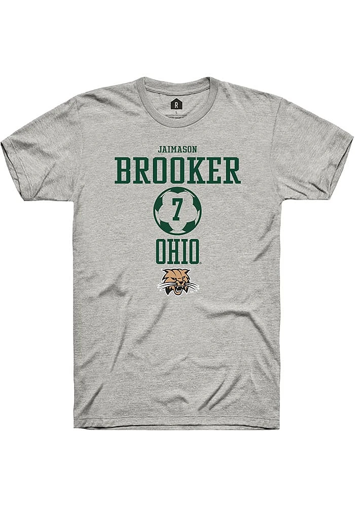 Jaimason Brooker  Ohio Bobcats Ash Rally NIL Sport Icon Short Sleeve T Shirt