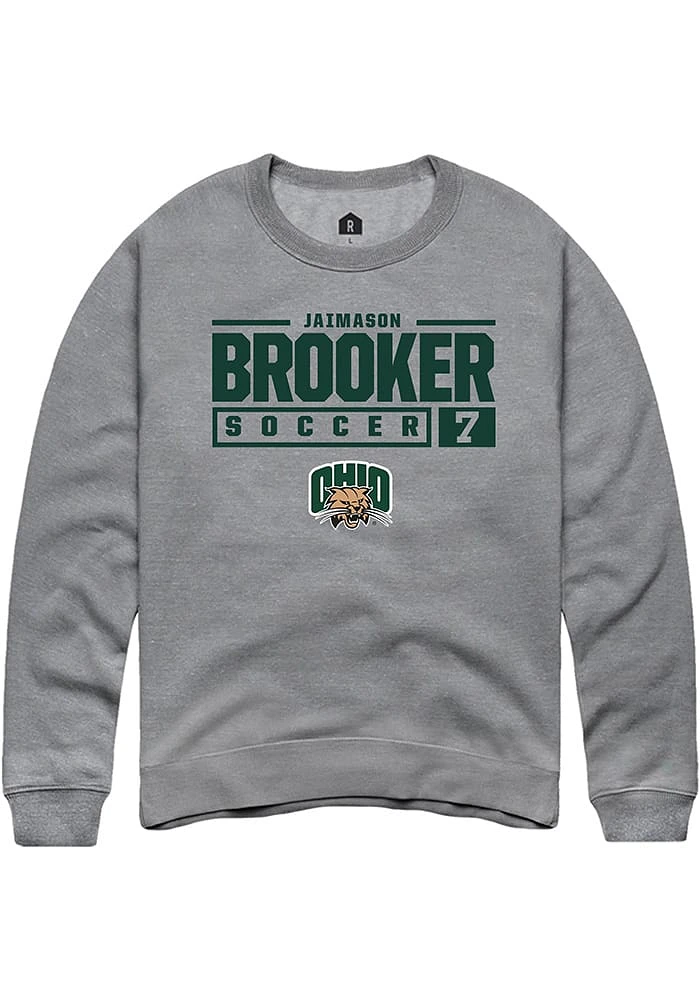 Jaimason Brooker  Rally Ohio Bobcats Mens Graphite NIL Stacked Box Long Sleeve Crew Sweatshirt