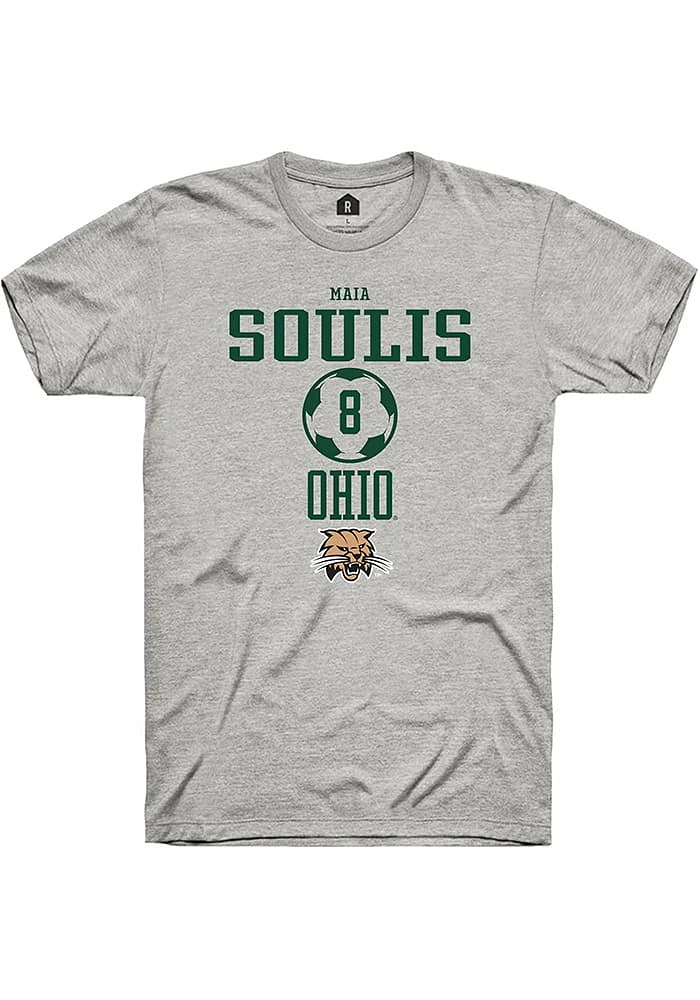 Maia Soulis  Ohio Bobcats Ash Rally NIL Sport Icon Short Sleeve T Shirt