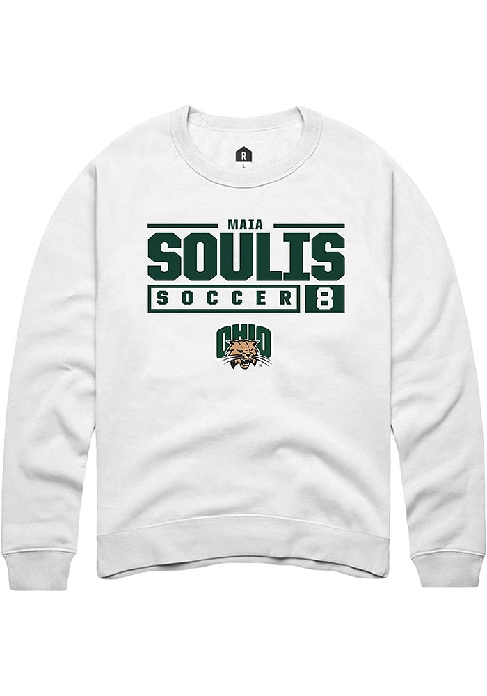 Maia Soulis Rally Ohio Bobcats Mens NIL Stacked Box Long Sleeve Crew Sweatshirt