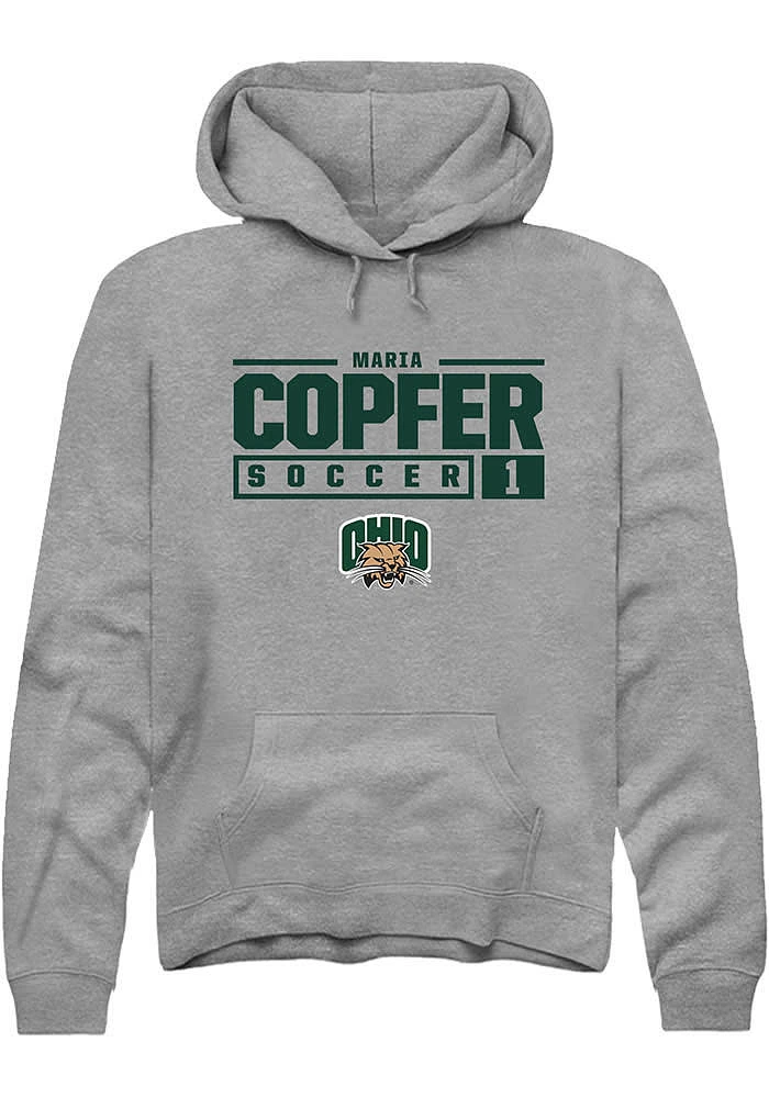 Maria Copfer  Rally Ohio Bobcats Mens Graphite NIL Stacked Box Long Sleeve Hoodie