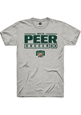 Melia Peer  Ohio Bobcats Ash Rally NIL Stacked Box Short Sleeve T Shirt
