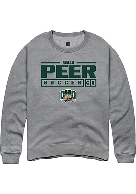 Melia Peer  Rally Ohio Bobcats Mens Graphite NIL Stacked Box Long Sleeve Crew Sweatshirt