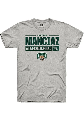 Larissa Manciaz  Ohio Bobcats Ash Rally NIL Stacked Box Short Sleeve T Shirt