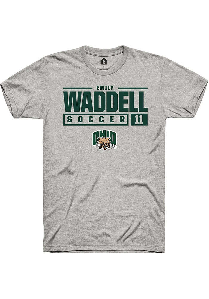 Emily Waddell  Ohio Bobcats Ash Rally NIL Stacked Box Short Sleeve T Shirt