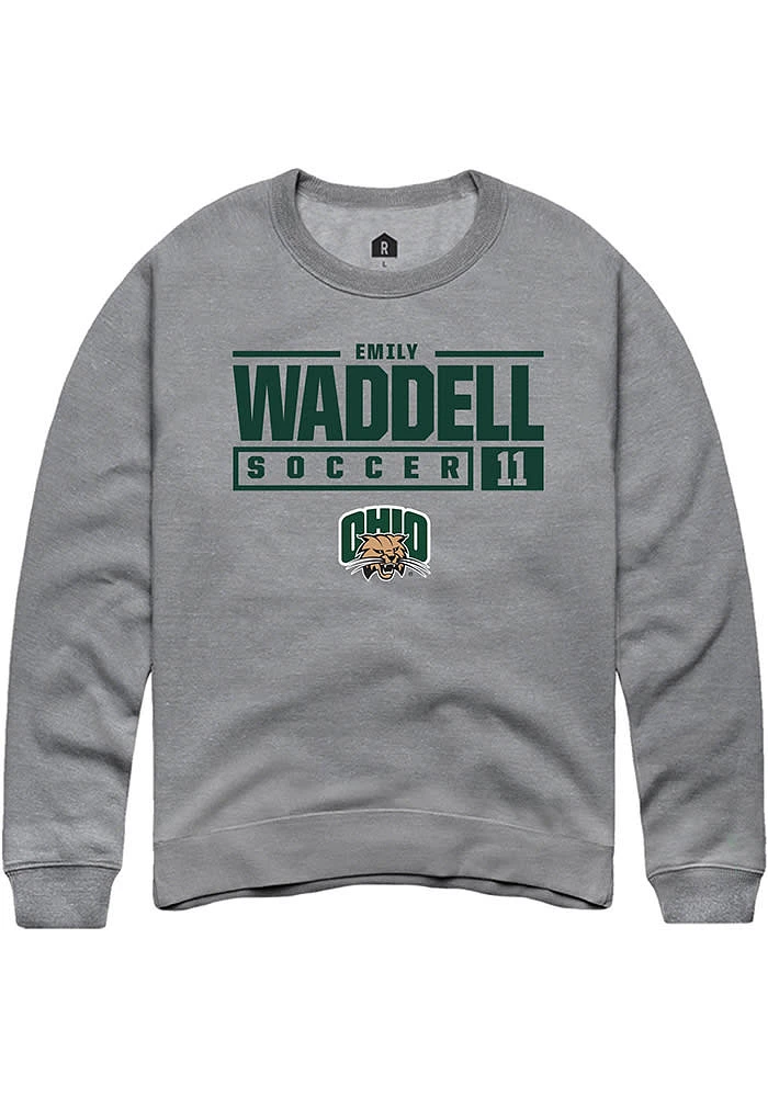 Emily Waddell  Rally Ohio Bobcats Mens Graphite NIL Stacked Box Long Sleeve Crew Sweatshirt