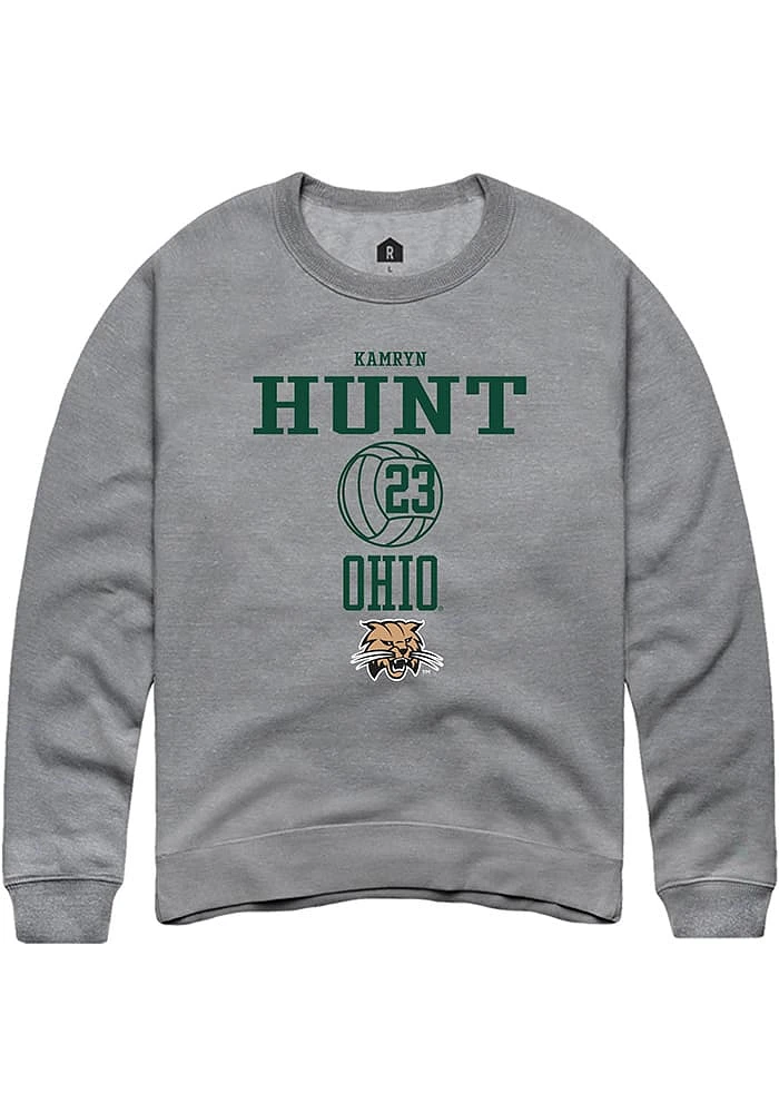 Kamryn Hunt  Rally Ohio Bobcats Mens Graphite NIL Sport Icon Long Sleeve Crew Sweatshirt