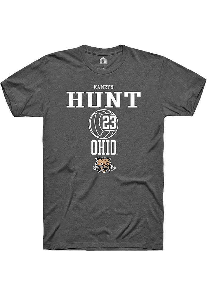 Kamryn Hunt  Ohio Bobcats Dark Grey Rally NIL Sport Icon Short Sleeve T Shirt