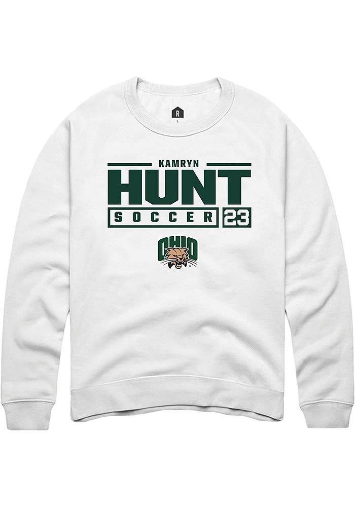 Kamryn Hunt Rally Ohio Bobcats Mens NIL Stacked Box Long Sleeve Crew Sweatshirt