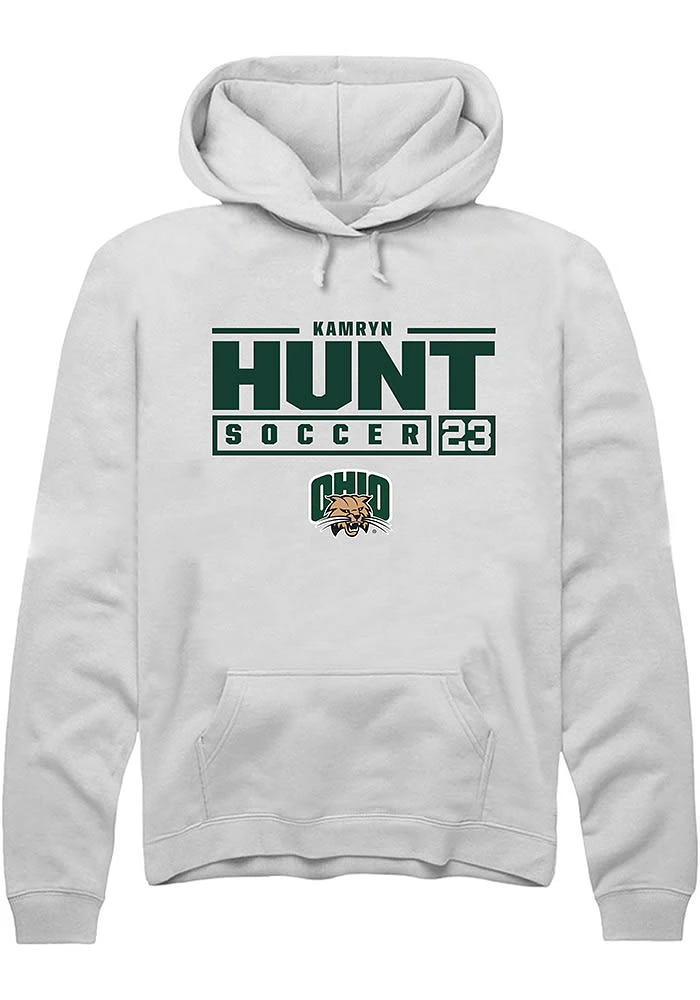 Kamryn Hunt Rally Ohio Bobcats Mens NIL Stacked Box Long Sleeve Hoodie