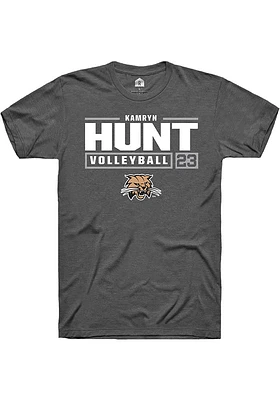 Kamryn Hunt  Ohio Bobcats Dark Grey Rally NIL Stacked Box Short Sleeve T Shirt