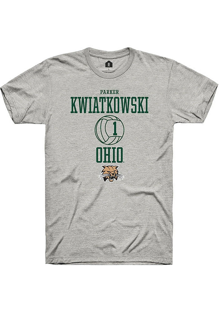 Parker Kwiatkowski  Ohio Bobcats Ash Rally NIL Sport Icon Short Sleeve T Shirt