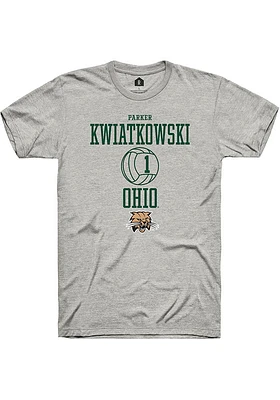 Parker Kwiatkowski  Ohio Bobcats Ash Rally NIL Sport Icon Short Sleeve T Shirt