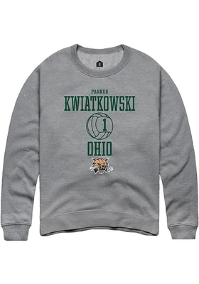 Parker Kwiatkowski  Rally Ohio Bobcats Mens Graphite NIL Sport Icon Long Sleeve Crew Sweatshirt