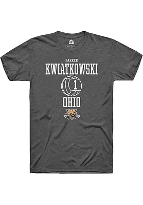 Parker Kwiatkowski  Ohio Bobcats Dark Grey Rally NIL Sport Icon Short Sleeve T Shirt