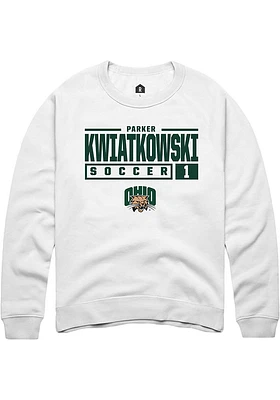 Parker Kwiatkowski Rally Ohio Bobcats Mens NIL Stacked Box Long Sleeve Crew Sweatshirt