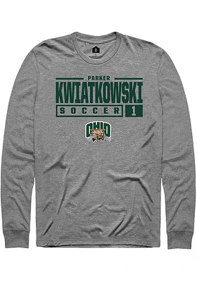 Parker Kwiatkowski  Ohio Bobcats Graphite Rally NIL Stacked Box Long Sleeve T Shirt