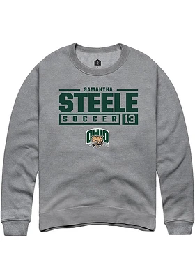 Samantha Steele  Rally Ohio Bobcats Mens Graphite NIL Stacked Box Long Sleeve Crew Sweatshirt