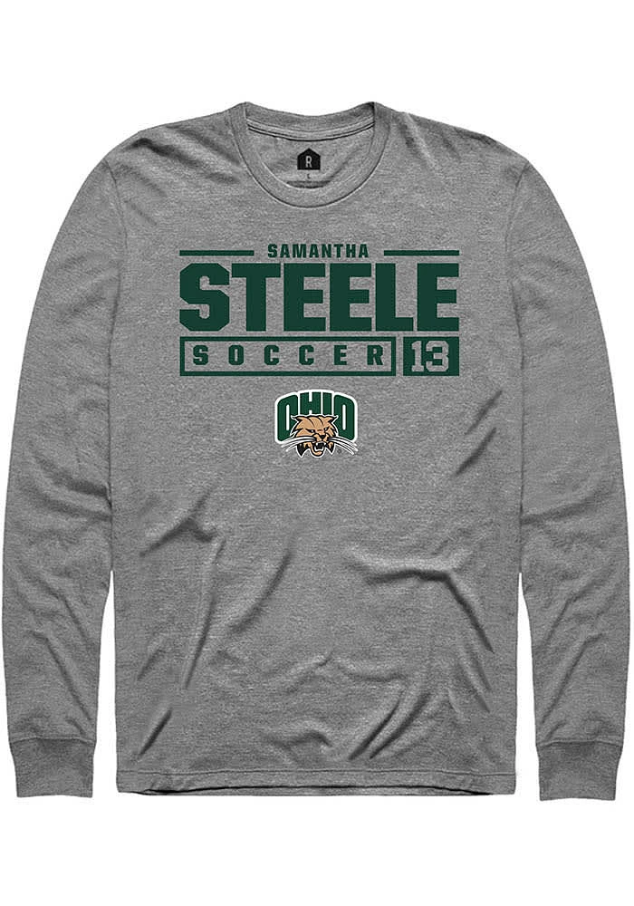 Samantha Steele  Ohio Bobcats Graphite Rally NIL Stacked Box Long Sleeve T Shirt