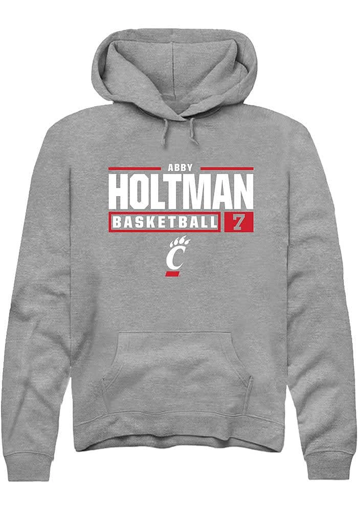 Abby Holtman  Rally Cincinnati Bearcats Mens Graphite NIL Stacked Box Long Sleeve Hoodie