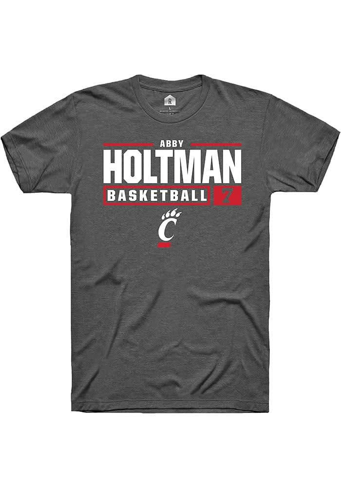 Abby Holtman  Cincinnati Bearcats Dark Grey Rally NIL Stacked Box Short Sleeve T Shirt