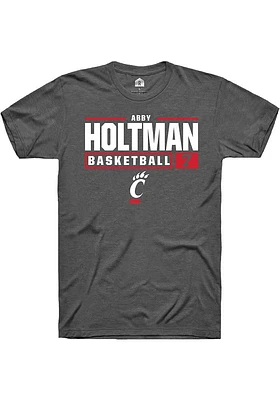 Abby Holtman  Cincinnati Bearcats Dark Grey Rally NIL Stacked Box Short Sleeve T Shirt