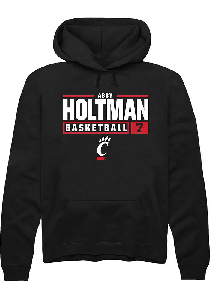 Abby Holtman Rally Cincinnati Bearcats Mens NIL Stacked Box Long Sleeve Hoodie