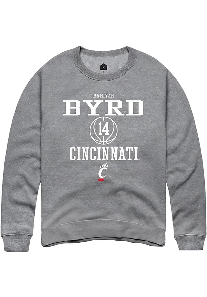 Ramiyah Byrd  Rally Cincinnati Bearcats Mens Graphite NIL Sport Icon Long Sleeve Crew Sweatshirt