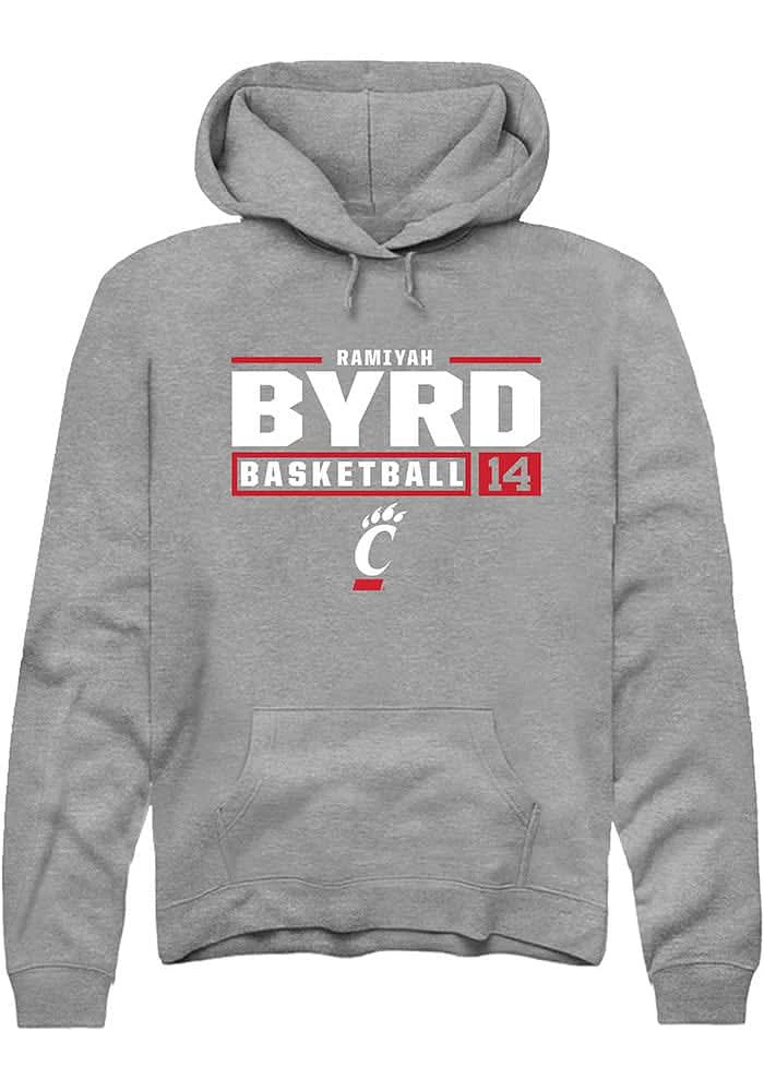 Ramiyah Byrd  Rally Cincinnati Bearcats Mens Graphite NIL Stacked Box Long Sleeve Hoodie