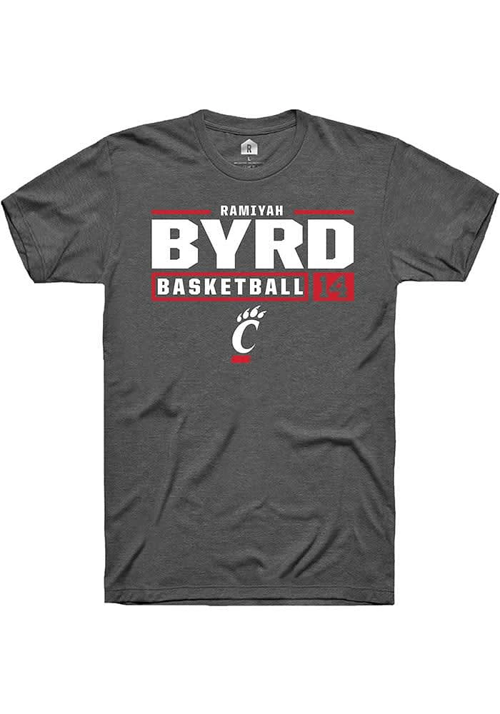 Ramiyah Byrd  Cincinnati Bearcats Dark Grey Rally NIL Stacked Box Short Sleeve T Shirt