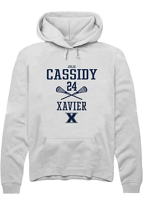 Julie Cassidy  Rally Xavier Musketeers Mens White NIL Sport Icon Long Sleeve Hoodie