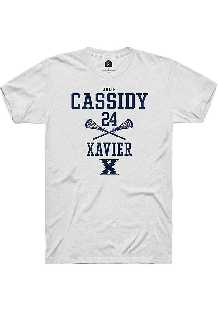 Julie Cassidy  Xavier Musketeers White Rally NIL Sport Icon Short Sleeve T Shirt