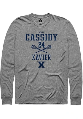 Julie Cassidy  Xavier Musketeers Graphite Rally NIL Sport Icon Long Sleeve T Shirt