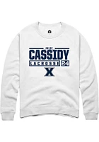 Julie Cassidy  Rally Xavier Musketeers Mens White NIL Stacked Box Long Sleeve Crew Sweatshirt