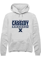 Julie Cassidy  Rally Xavier Musketeers Mens White NIL Stacked Box Long Sleeve Hoodie