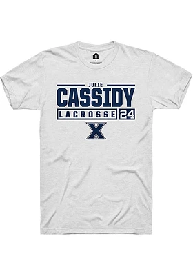 Julie Cassidy  Xavier Musketeers White Rally NIL Stacked Box Short Sleeve T Shirt