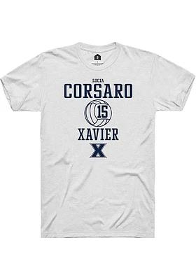 Lucia Corsaro  Xavier Musketeers White Rally NIL Sport Icon Short Sleeve T Shirt