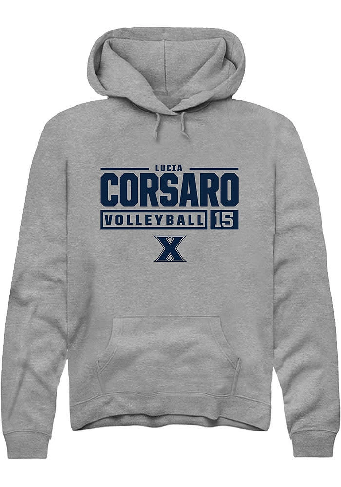 Lucia Corsaro  Rally Xavier Musketeers Mens Graphite NIL Stacked Box Long Sleeve Hoodie