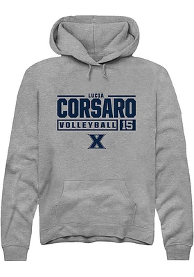 Lucia Corsaro  Rally Xavier Musketeers Mens Graphite NIL Stacked Box Long Sleeve Hoodie