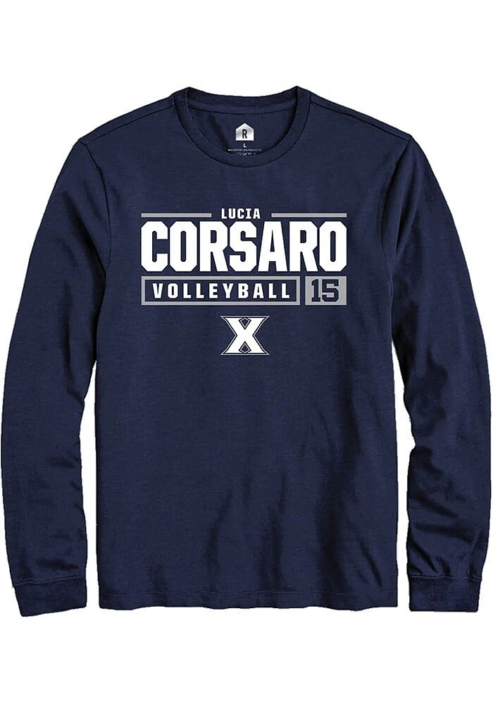 Lucia Corsaro  Xavier Musketeers Navy Blue Rally NIL Stacked Box Long Sleeve T Shirt