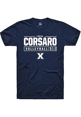 Lucia Corsaro  Xavier Musketeers Navy Blue Rally NIL Stacked Box Short Sleeve T Shirt