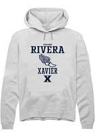 Madison Rivera  Rally Xavier Musketeers Mens White NIL Sport Icon Long Sleeve Hoodie