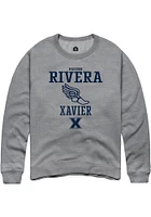 Madison Rivera  Rally Xavier Musketeers Mens Graphite NIL Sport Icon Long Sleeve Crew Sweatshirt