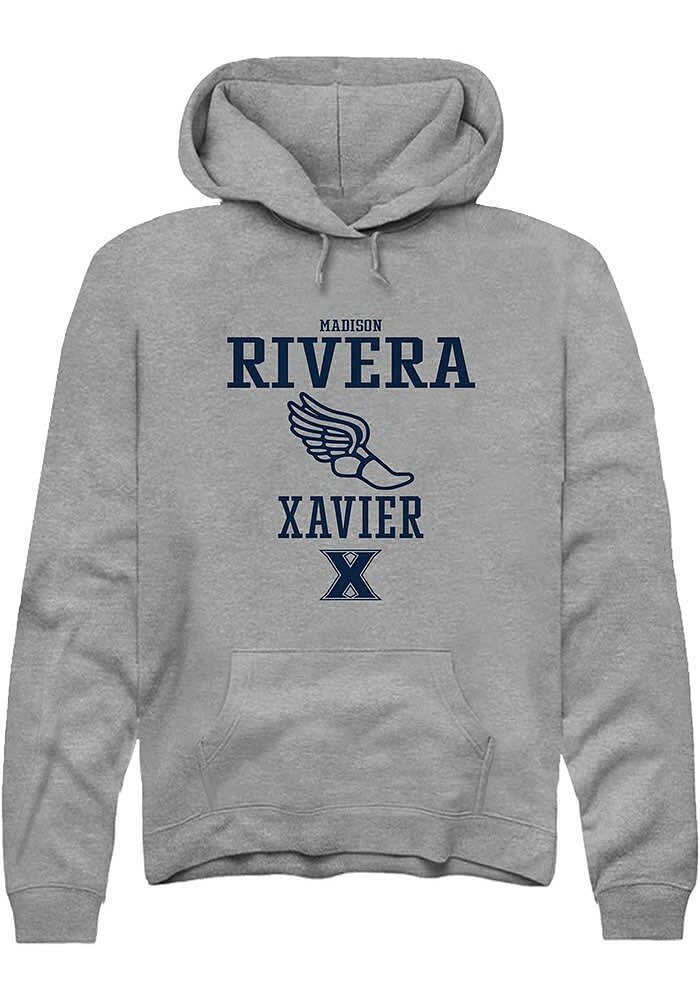 Madison Rivera  Rally Xavier Musketeers Mens Graphite NIL Sport Icon Long Sleeve Hoodie