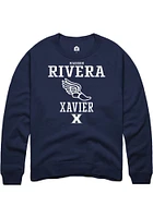 Madison Rivera  Rally Xavier Musketeers Mens Navy Blue NIL Sport Icon Long Sleeve Crew Sweatshir..