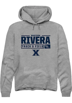 Madison Rivera  Rally Xavier Musketeers Mens Graphite NIL Stacked Box Long Sleeve Hoodie